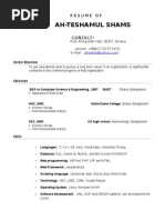 Resume of Shams No Cgpa