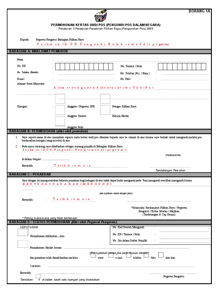 Panduan Permohonan Kertas Undi Pos | PDF