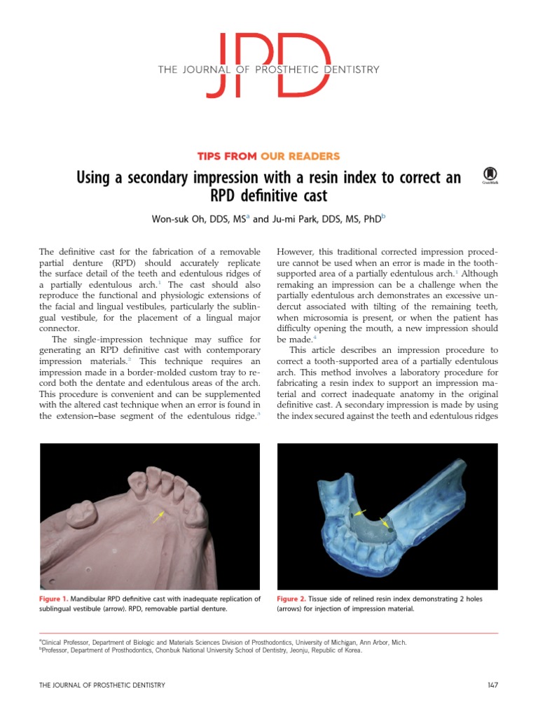 Correcting RPD Casts with Resin Index | PDF | Dentures | Health Sciences