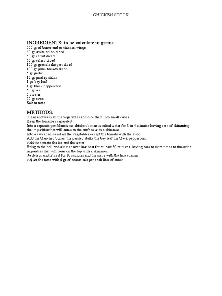 Chicken Stock PDF
