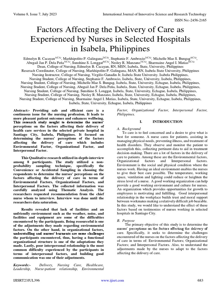Factors Influencing Nursing Care Delivery | PDF | Nursing | Health Care