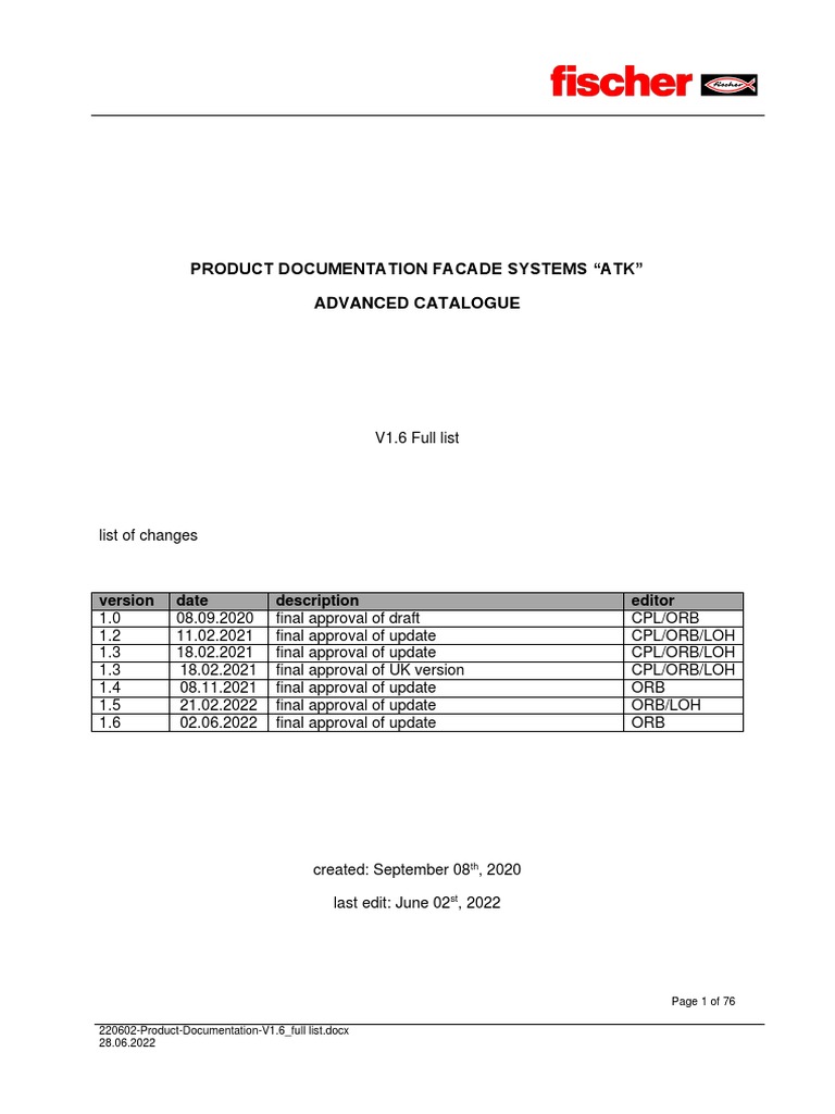 220602 Product Documentation V1 6 Full List Pdf Materials Metals