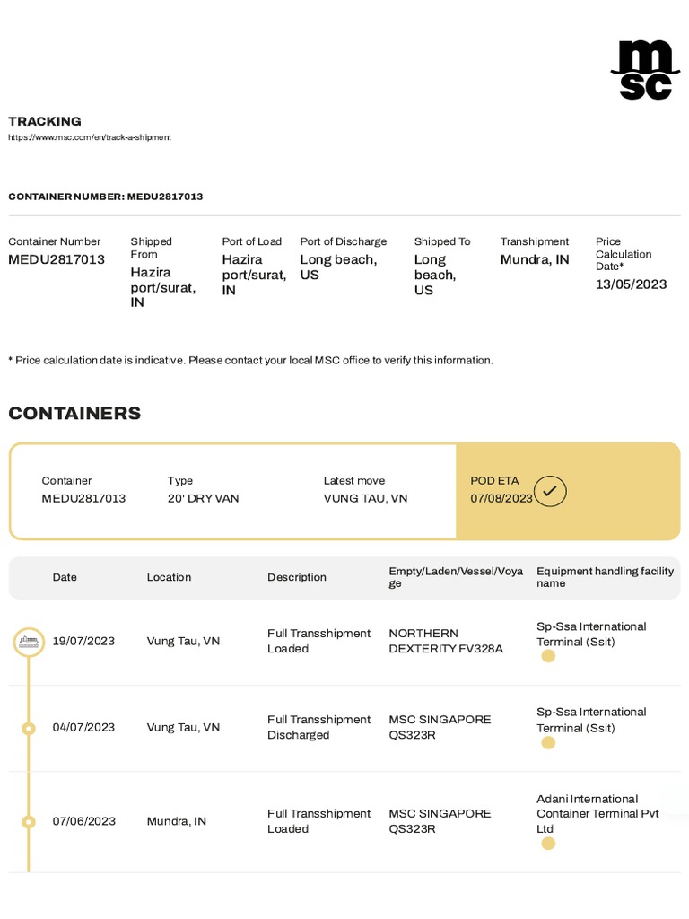 Shipping Container Tracking and Tracing - MSC | PDF | Port | Supply ...