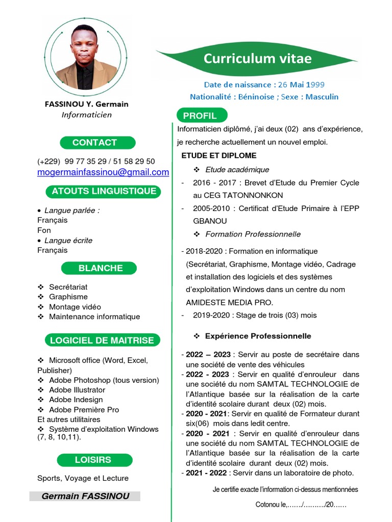 CV Informaticien avec Expérience | PDF | Microsoft Windows | Sociétés ...