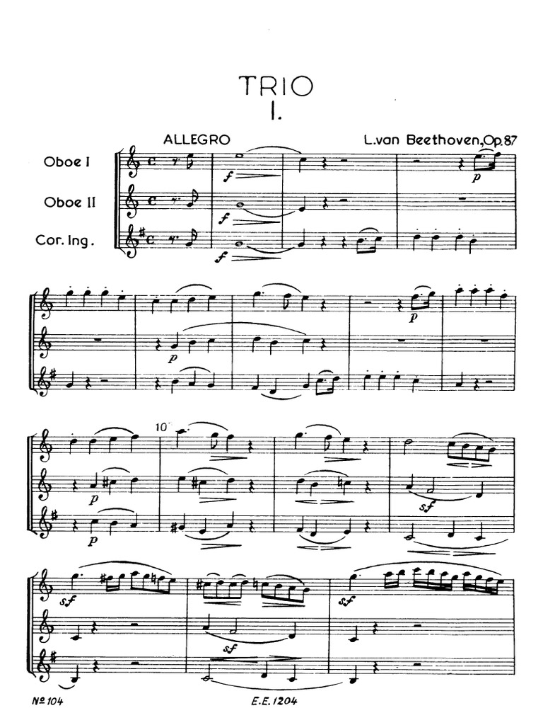 Beethoven Trio For 2 Oboes and English Horn PDF