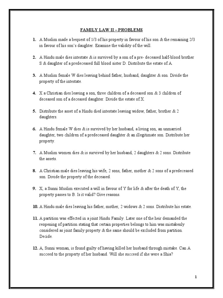 Family Inheritance Scenarios | PDF | Inheritance | Intestacy
