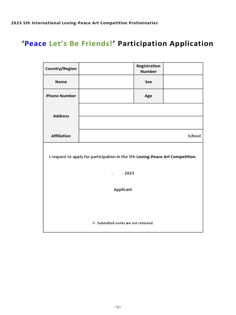 5th International Loving-Peace Art Competition | PDF | Social ...