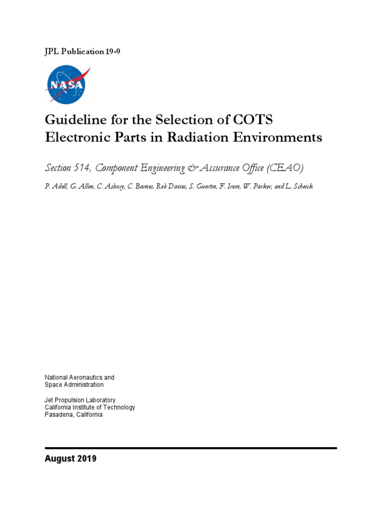 Guideline For The Selection of COTS Electronic Parts in Radiation