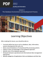 Lesson 1 - The Database Environment and Development Process
