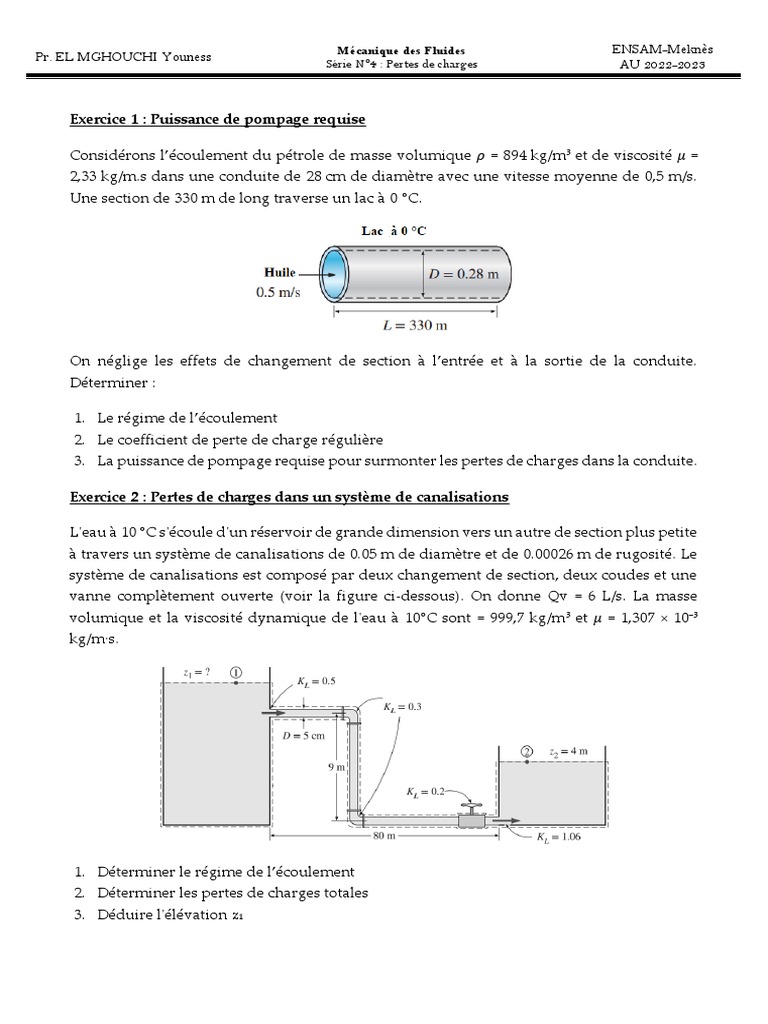 Calcul des Pertes de Charge en Tuyauterie PDF Soupape Gaz — free download