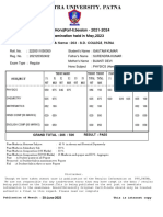 Patliputra University, Patna: B.Sc. (Hons) Part-II, Session - 2021-2024 Examination Held in May, 2023