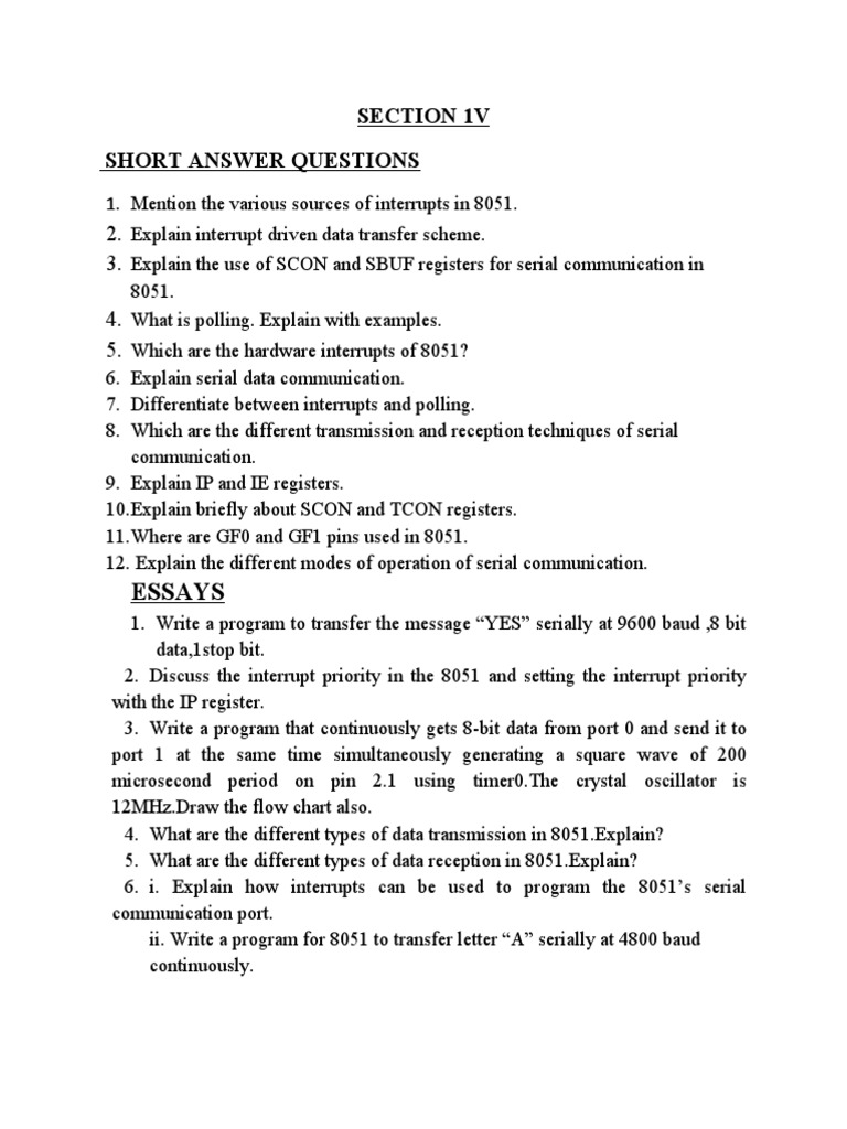 Interrupts serial comn questions pdf