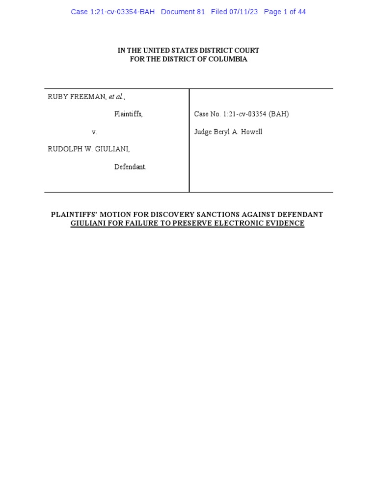 Freeman Motion For Sanctions | PDF | Discovery (Law) | Lawsuit