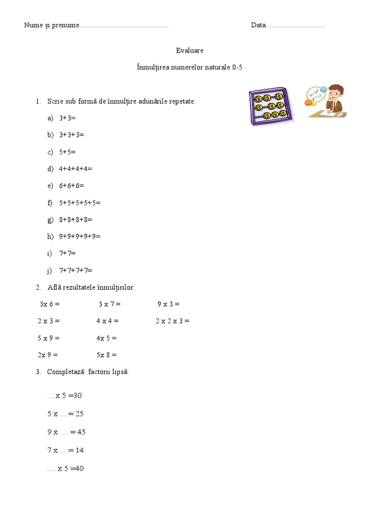 1 Test Inmultirea | PDF