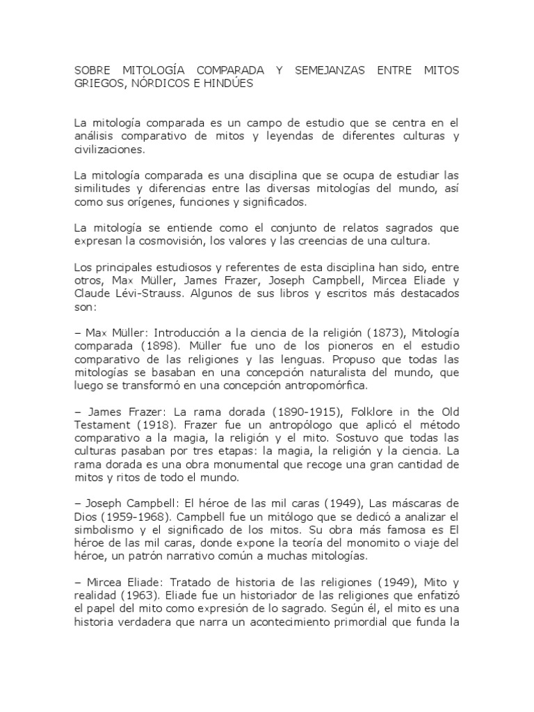 Sobre Mitología Comparada y Semejanzas Entre Mitos Griegos, Nordicos e ...