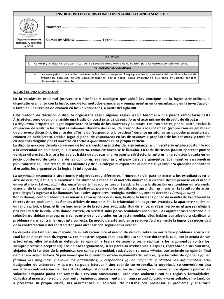Rúbrica Disputatio F | PDF | Verdad | Falacia