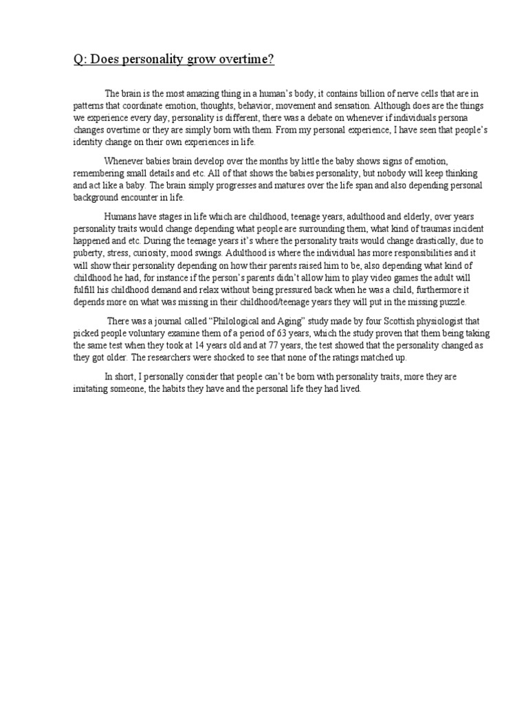Essay On Personality Traits Pdf