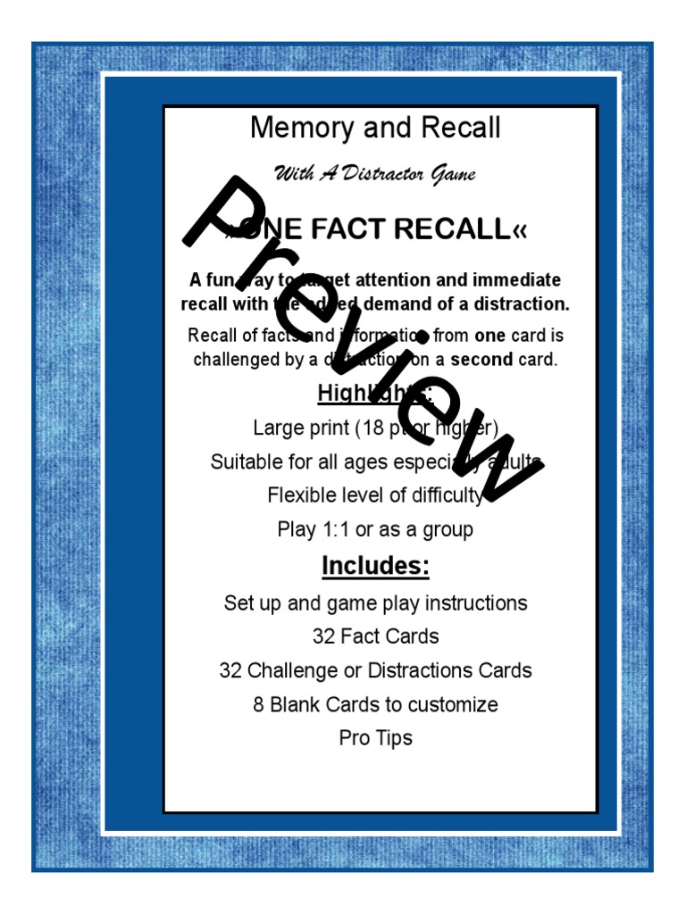 Distractor Game for Memory Recall | PDF