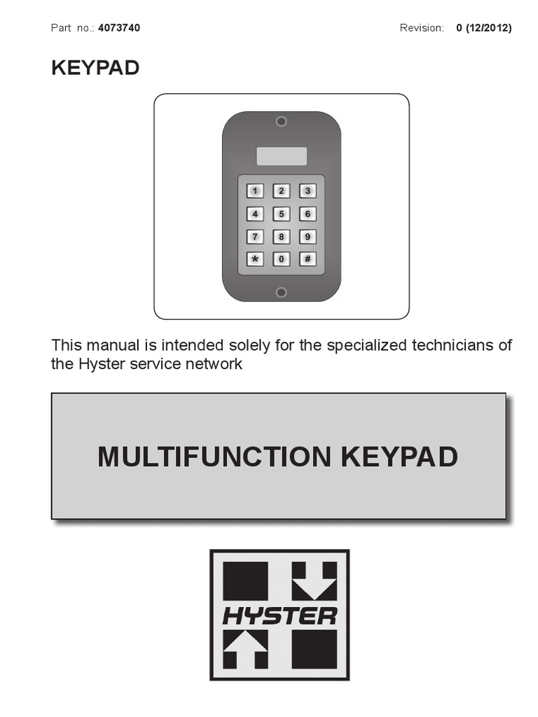 Hyster Multifunction Keypad Manual | PDF | Password | Personal ...