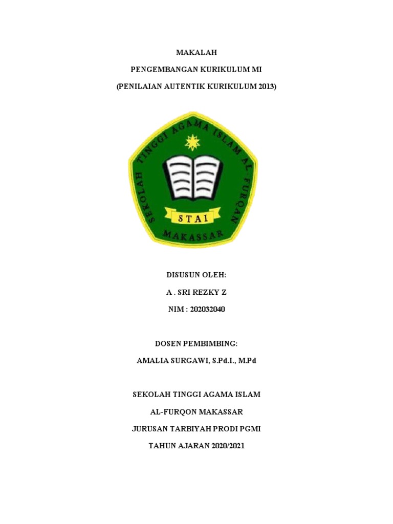 Penilaian Autentik Kurikulum 2013 MI | PDF