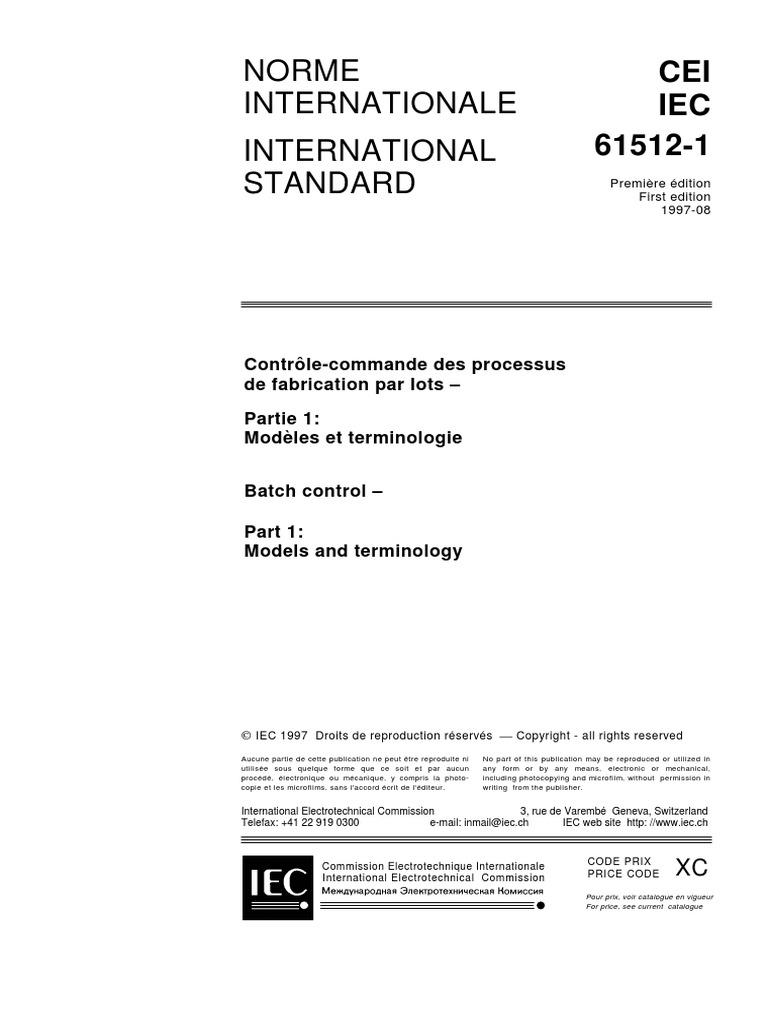 Info - IEC61512-1 Bed1.0 Batch Control | PDF | Commission ...