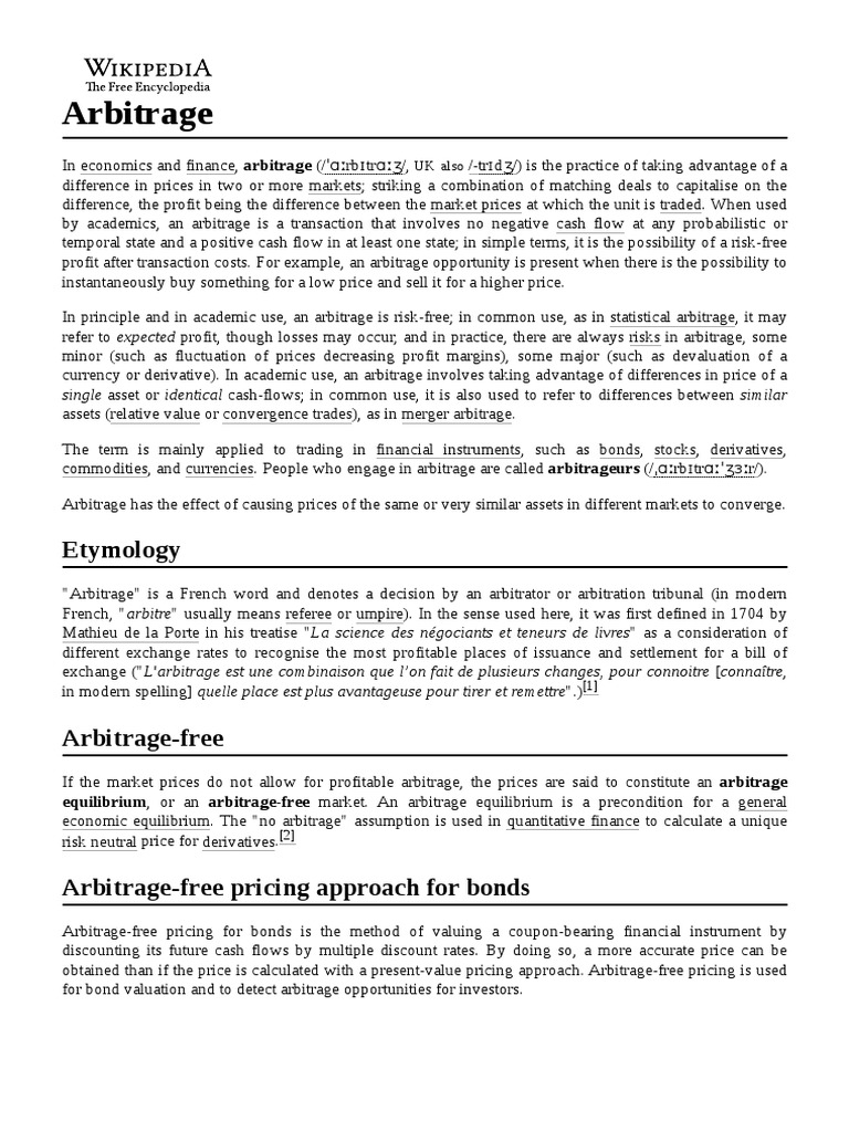 Arbitrage | PDF