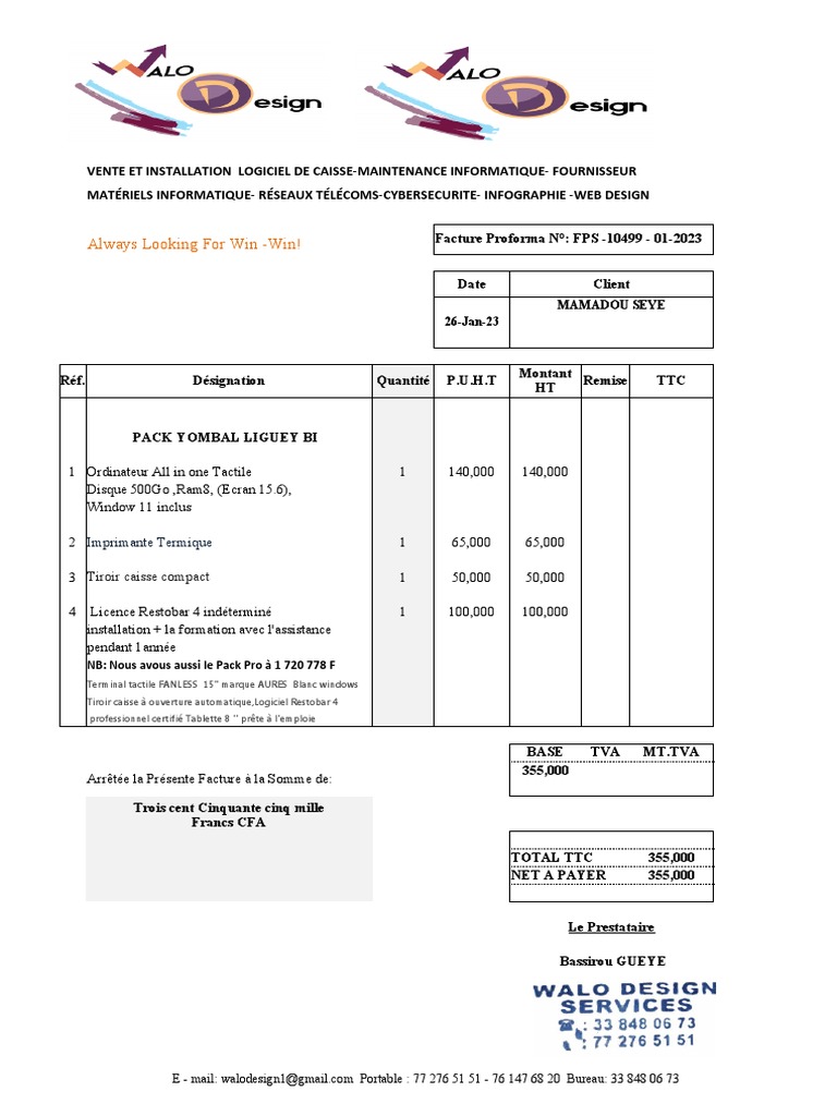 Facture Proforma pour Matériel Informatique | PDF | Ingénierie ...