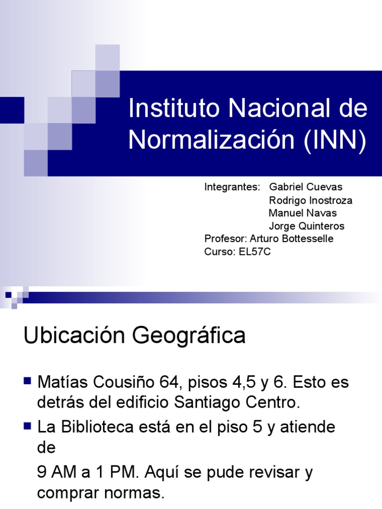 26 Instituto Nacional Normalizacion INN G Cuevas R Inostroza
