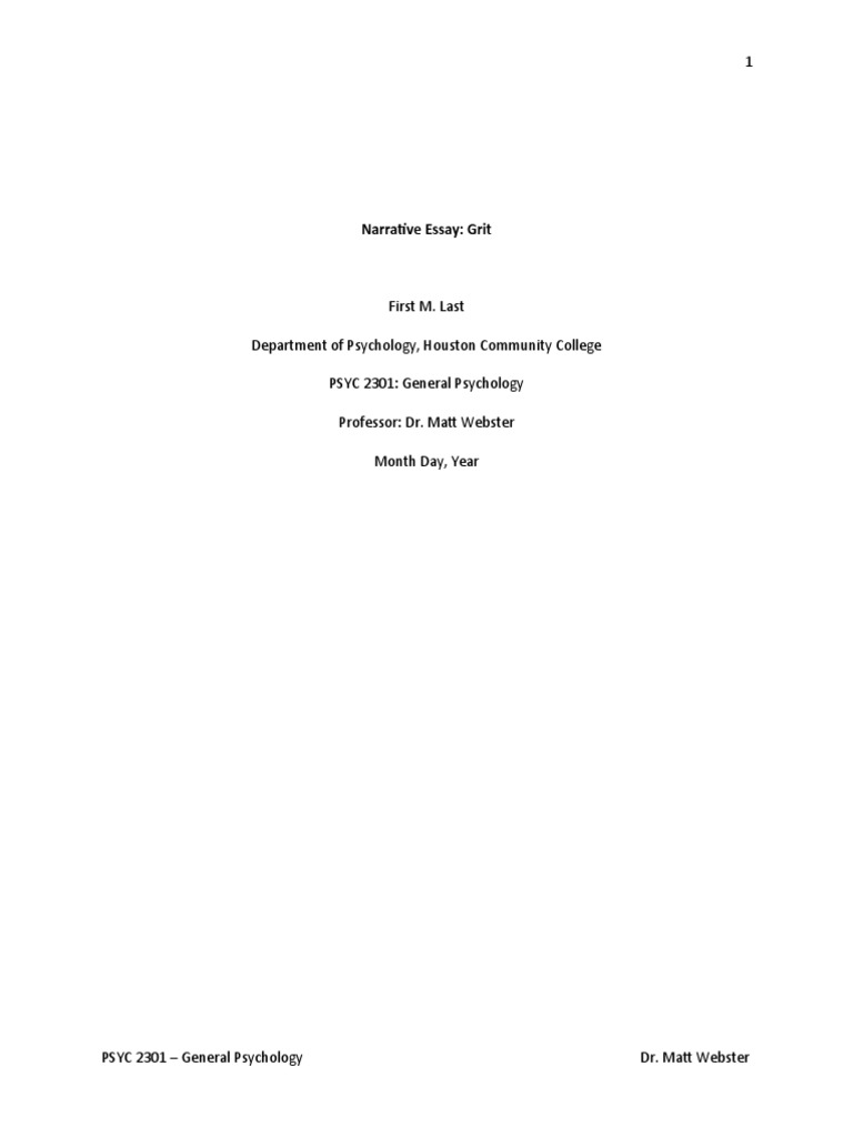 Essay+Template+ +Written+Assignment+ +Part+Two | PDF | Grit ...
