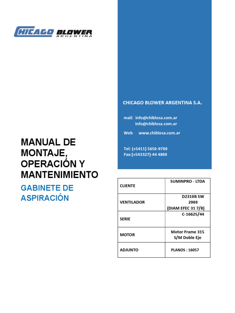 Manual de Montaje y Mantenimiento Ventilador D2310B | PDF | Rodamiento ...