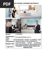 Housekeepingnciii Core 1 Supervise Room Cleaning Maintenance Requirement