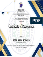 Academic Awardee Certificate