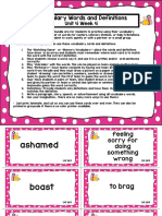 Unit 4 Vocabulary Task Cards With Definitions