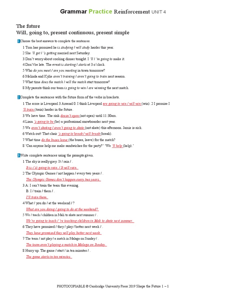 Future Tenses Grammar Practice | PDF | Language Arts & Discipline