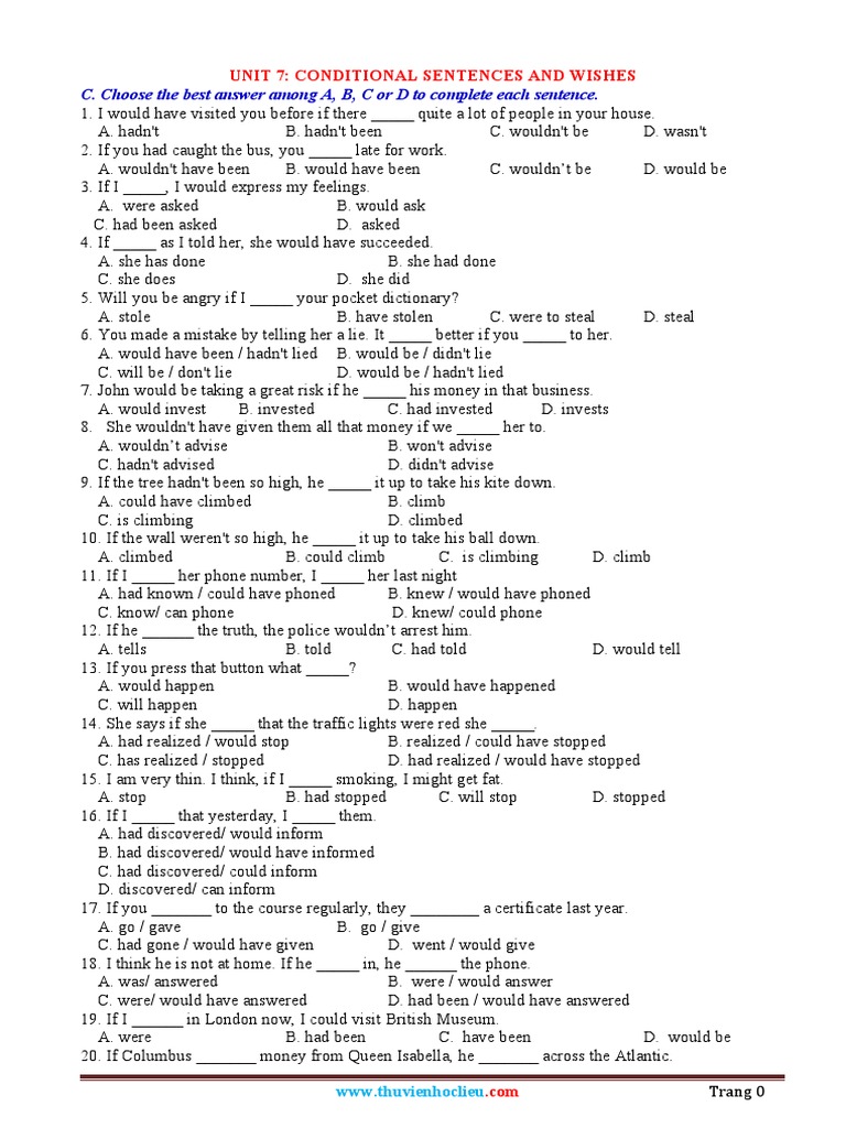 Conditional Sentences Practice Exercises | PDF