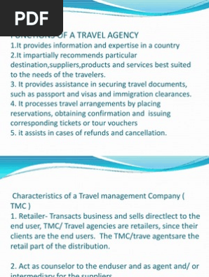 Functions of a Travel Agency