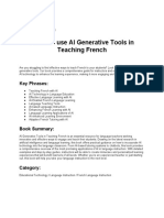 Guide To Use AI Generative Tools in Teaching French