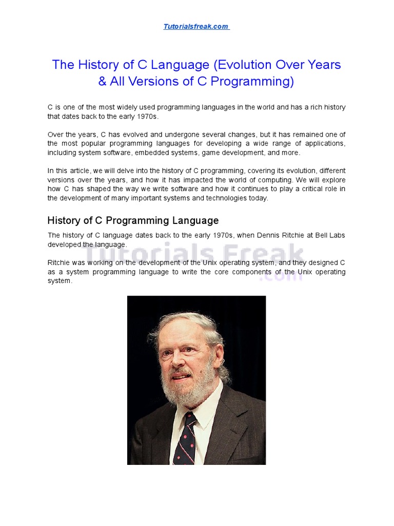 History of C Programming Language | PDF | C (Programming Language ...