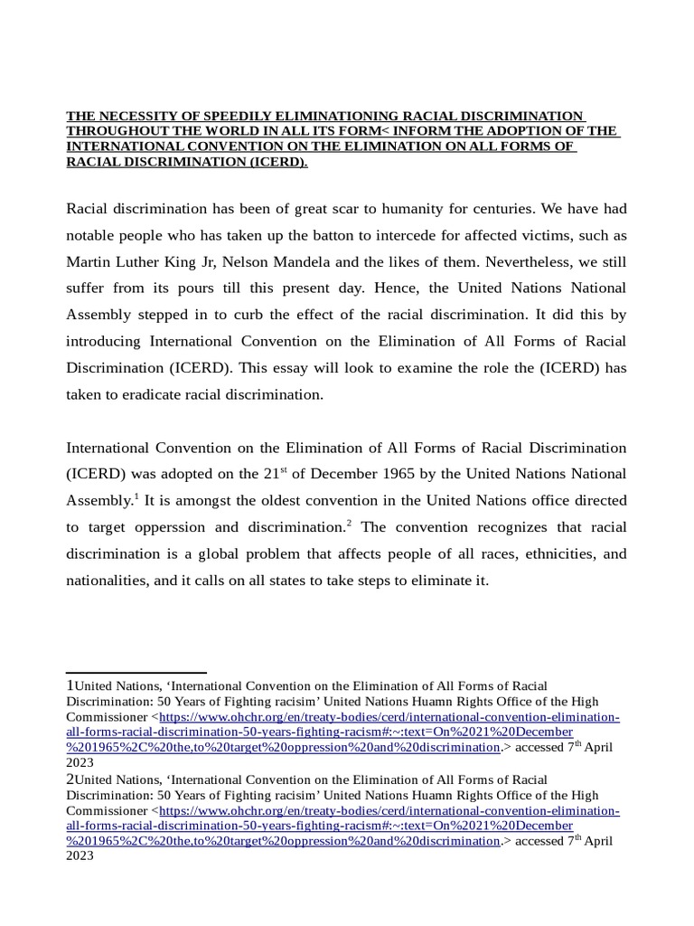 The Elimination of Racial Discrimination in All Its Forms in The World ...
