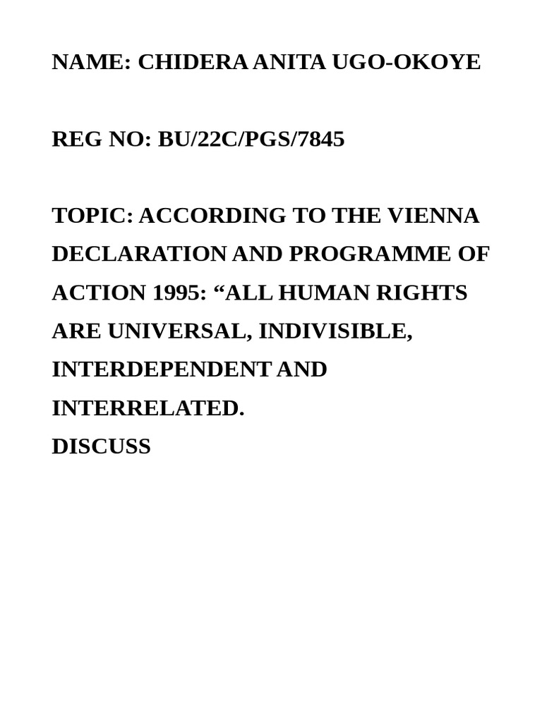 Vienna Declaration And Programme Of Action Assignment Pdf Human