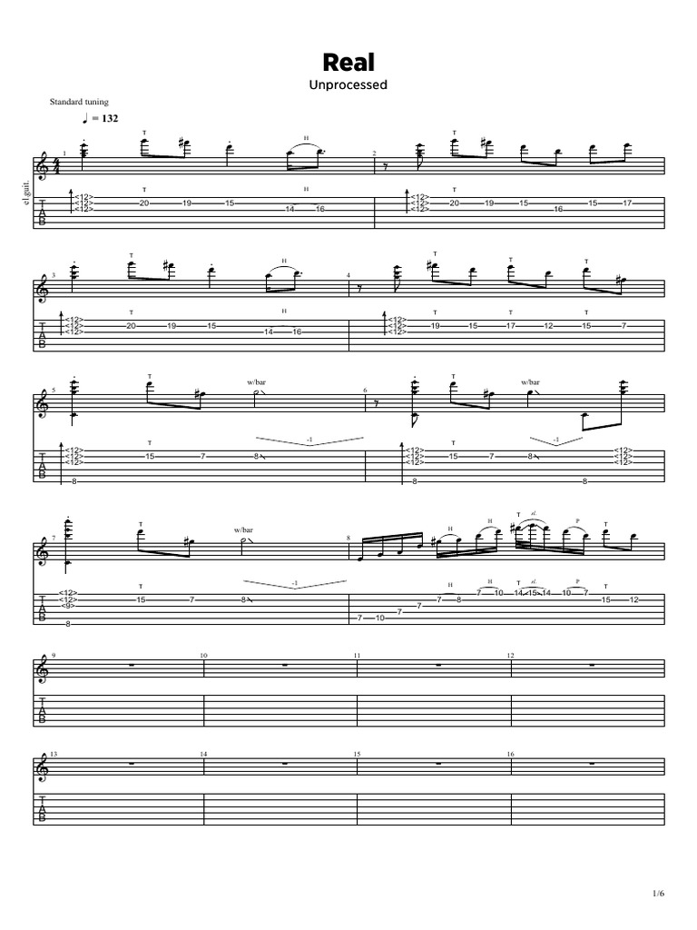 Unprocessed Real Guitar Tabs PDF Guitars Guitar Family Instruments