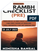ENGLISH PRE AARAMBH CHECKLIST BY NIMISHA MAM 25th JULY 2023