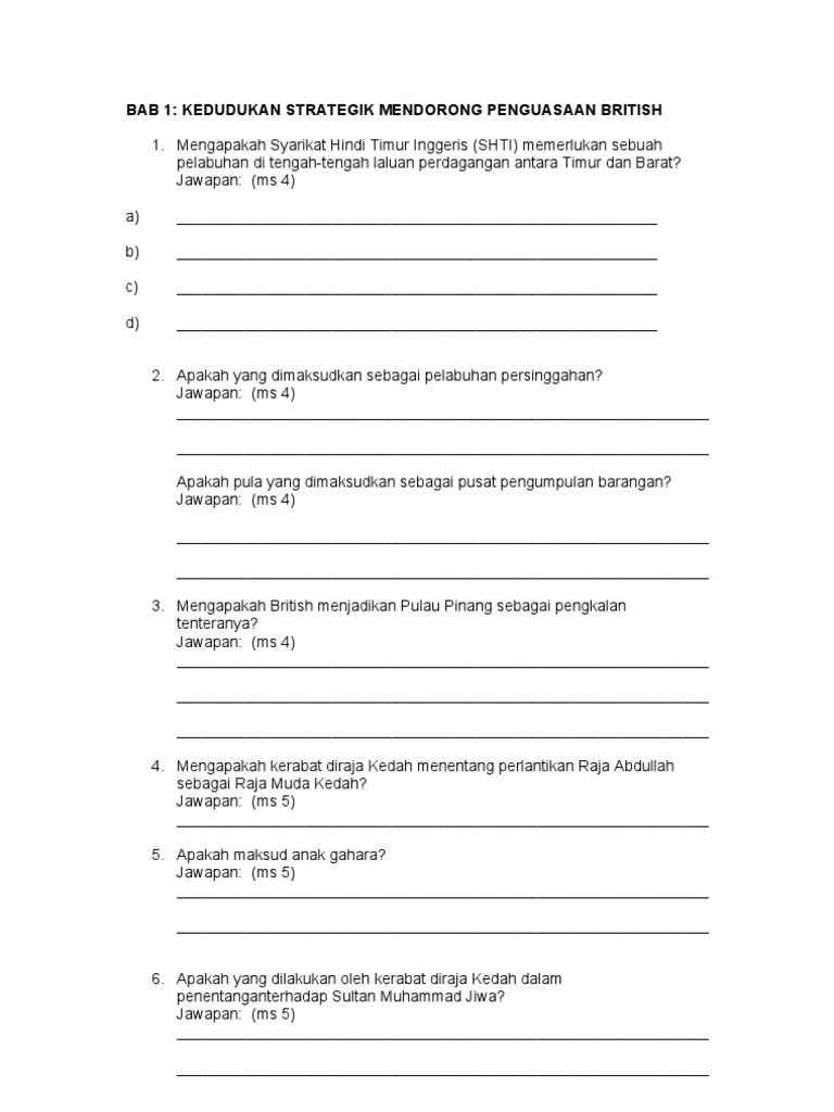 Latihan Sejarah Tingkatan 2 Bab 1 8 Pdf