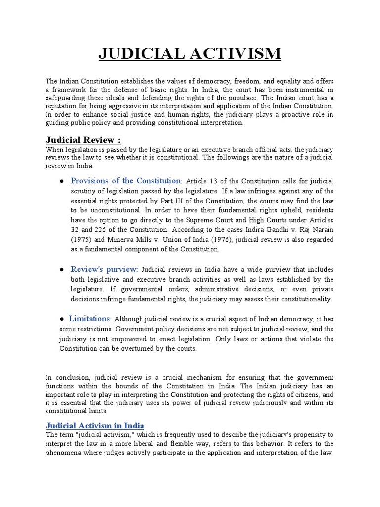 Judicial Activism | PDF | Judiciaries | Supreme Court Of India