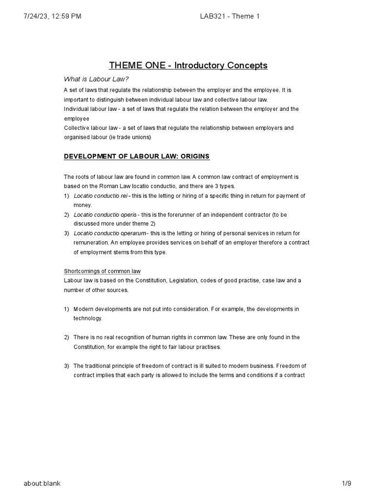 Understanding Labour Law Basics | PDF | Employment | Labour Law