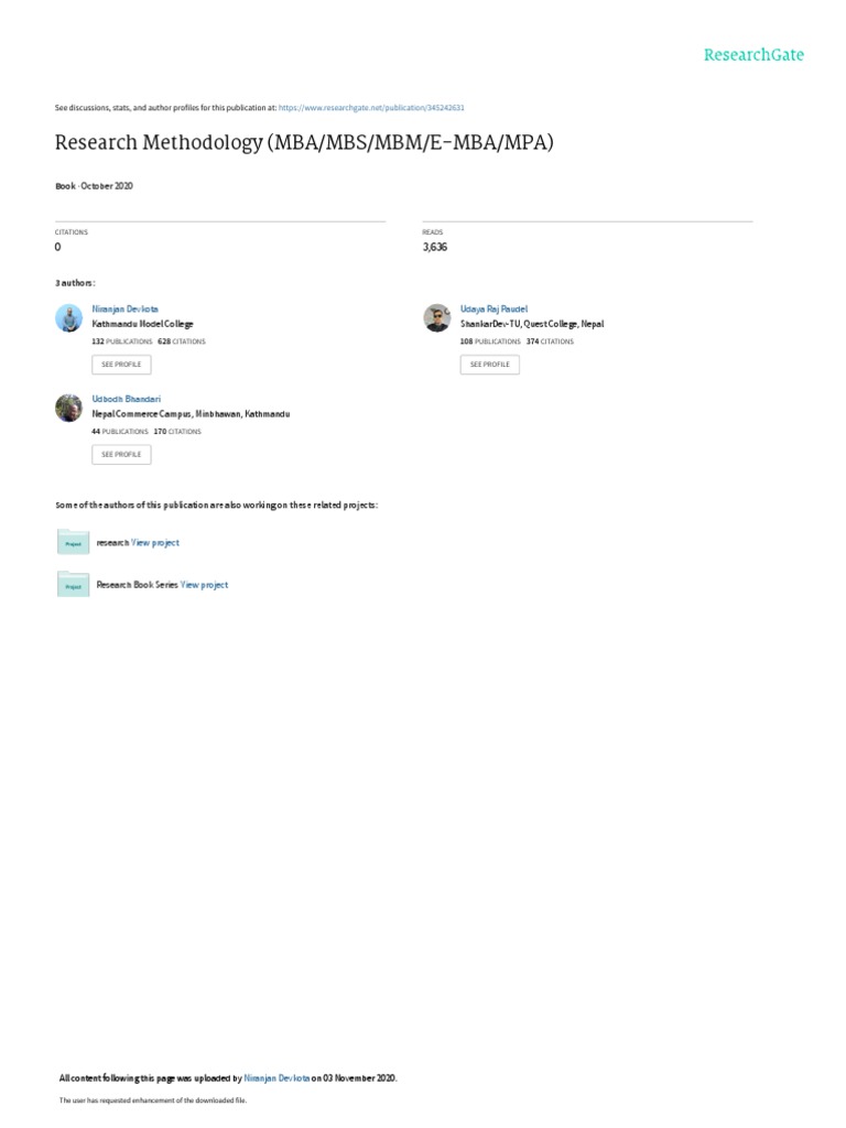 Research Methodology 2020 Pdf Hypothesis Methodology