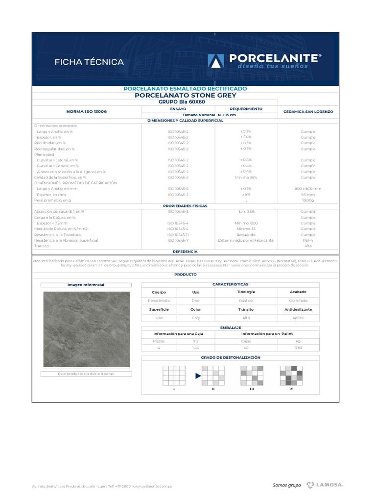 Ficha Técnica Porcelanato 60x60 Stone Grey | PDF