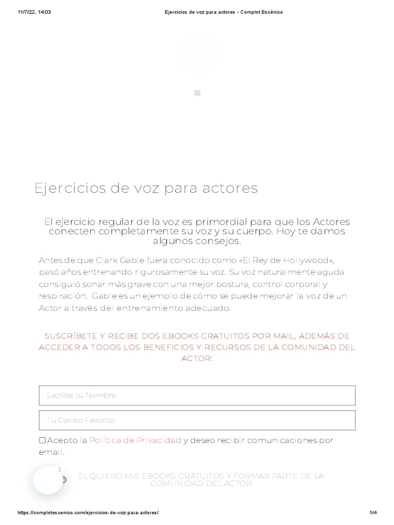 Ejercicios de Voz para Actores Complot