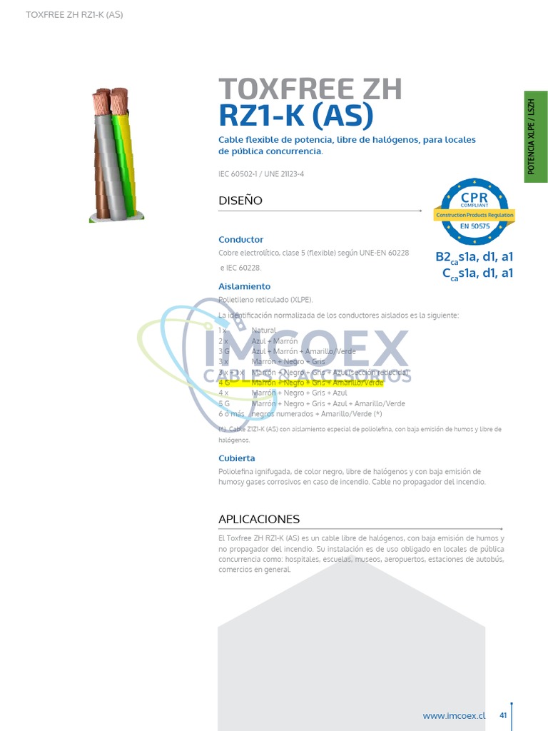 Cable Toxfree ZH RZ1-K (AS) para Instalaciones | PDF | Ciencias fisicas ...