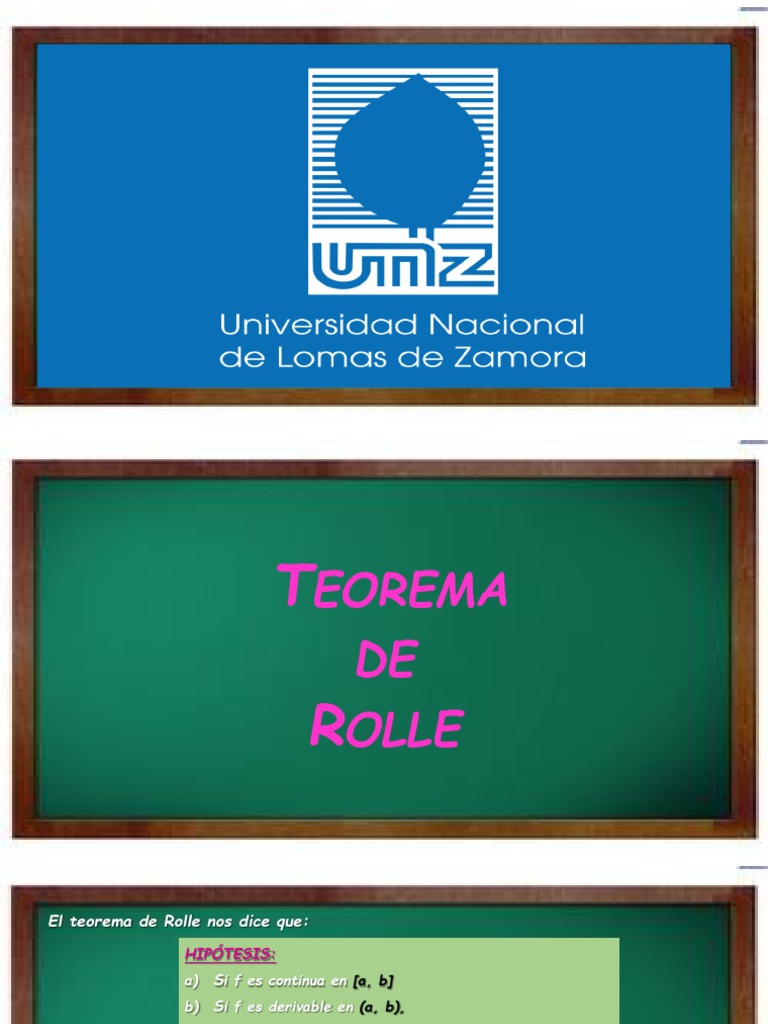 Teorema de Rolle y Valor Medio | PDF | Derivado | Pendiente
